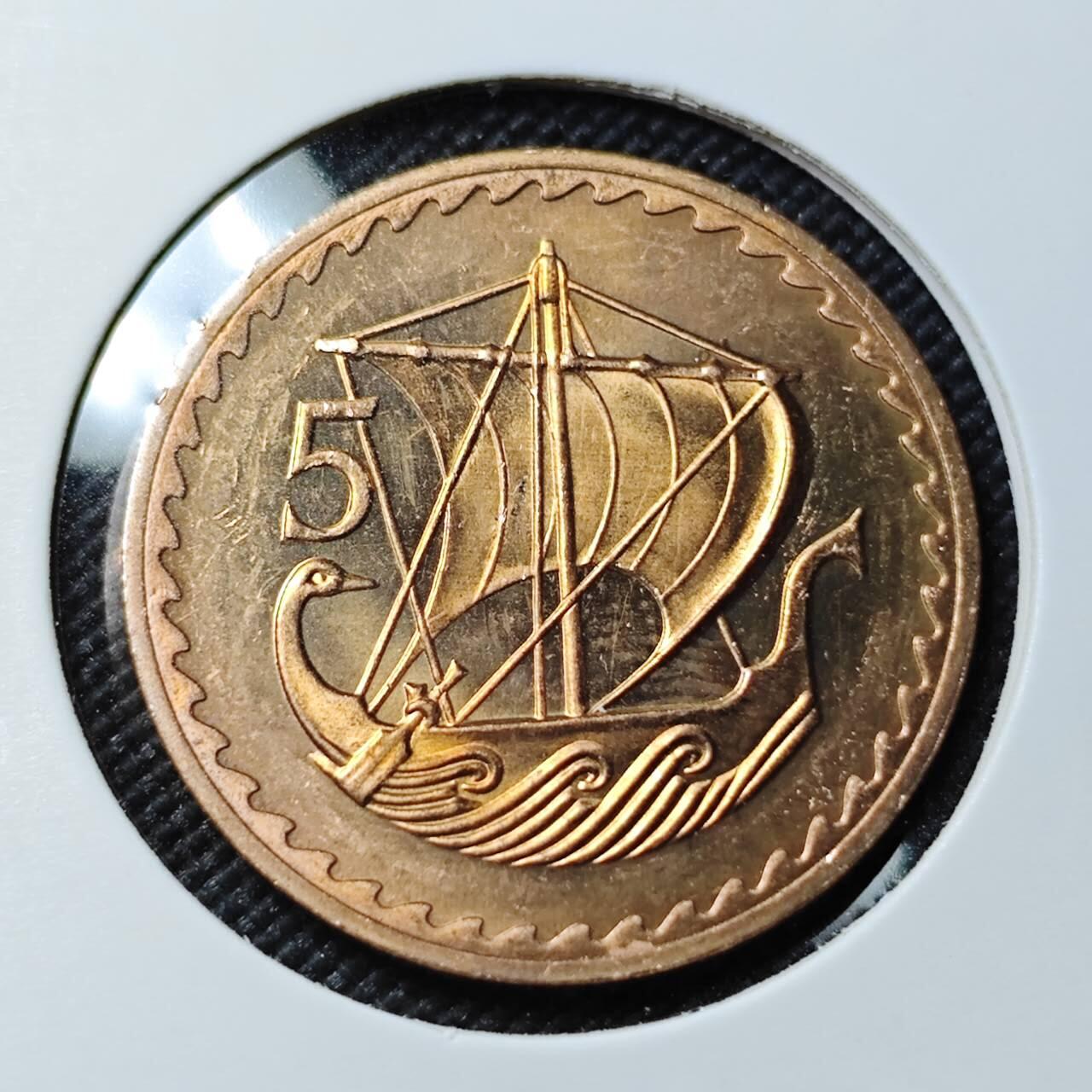 KK钱币收藏小铺  第414期 2月预留时间 周末发货 1963塞浦路斯5米尔 精制币