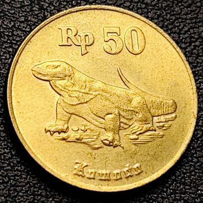 泉币菌-第219场-拍品多 请提前出价 - 1996 印尼50卢比 20mm 蜥蜴黄铜币