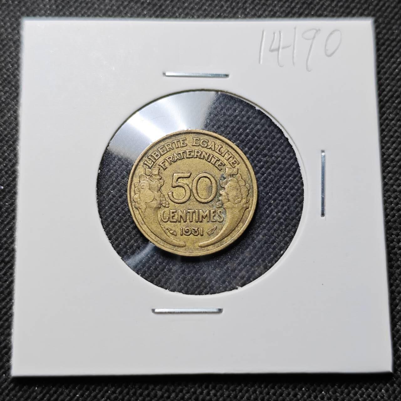 KK钱币收藏小铺  第414期 2月预留时间 周末发货  1931法国50分