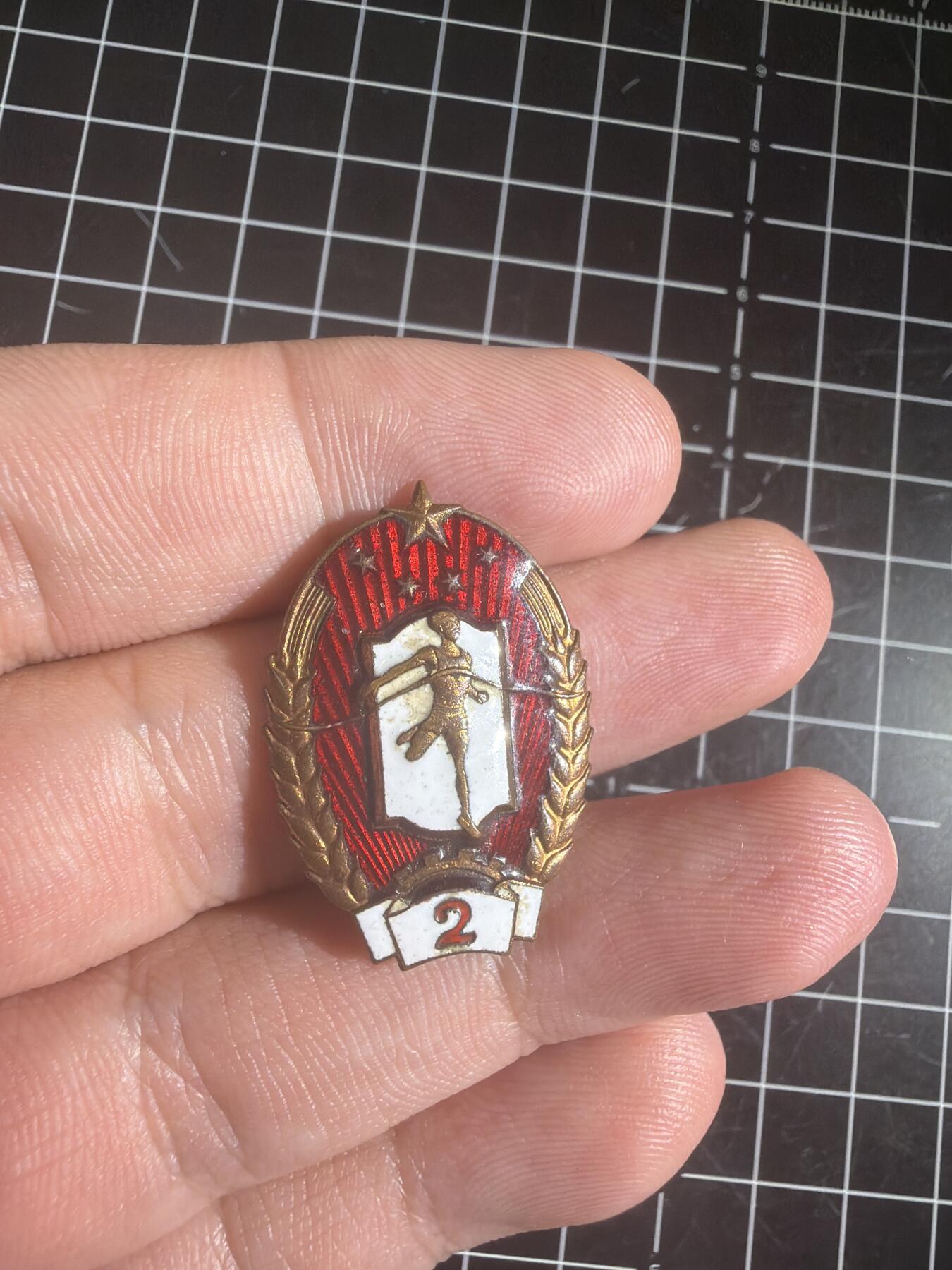 五十年代铜珐琅大劳卫制章