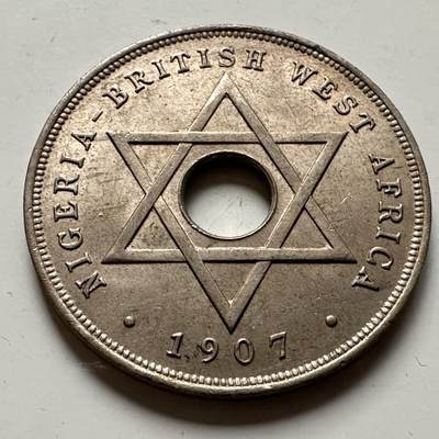 🌹外币初藏🌹🐯2026年第36场   每周二四六晚8️⃣点 接代拍 - 英属西非1907年 爱德华七世 1便士 中孔铜镍币