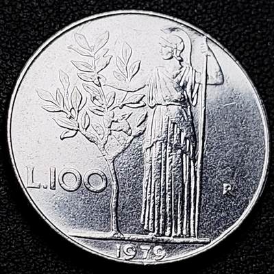 泉币菌-第219场-拍品多 请提前出价 - 意大利早期100里拉 月亮和记忆女神密涅瓦 不锈钢币 27.8mm