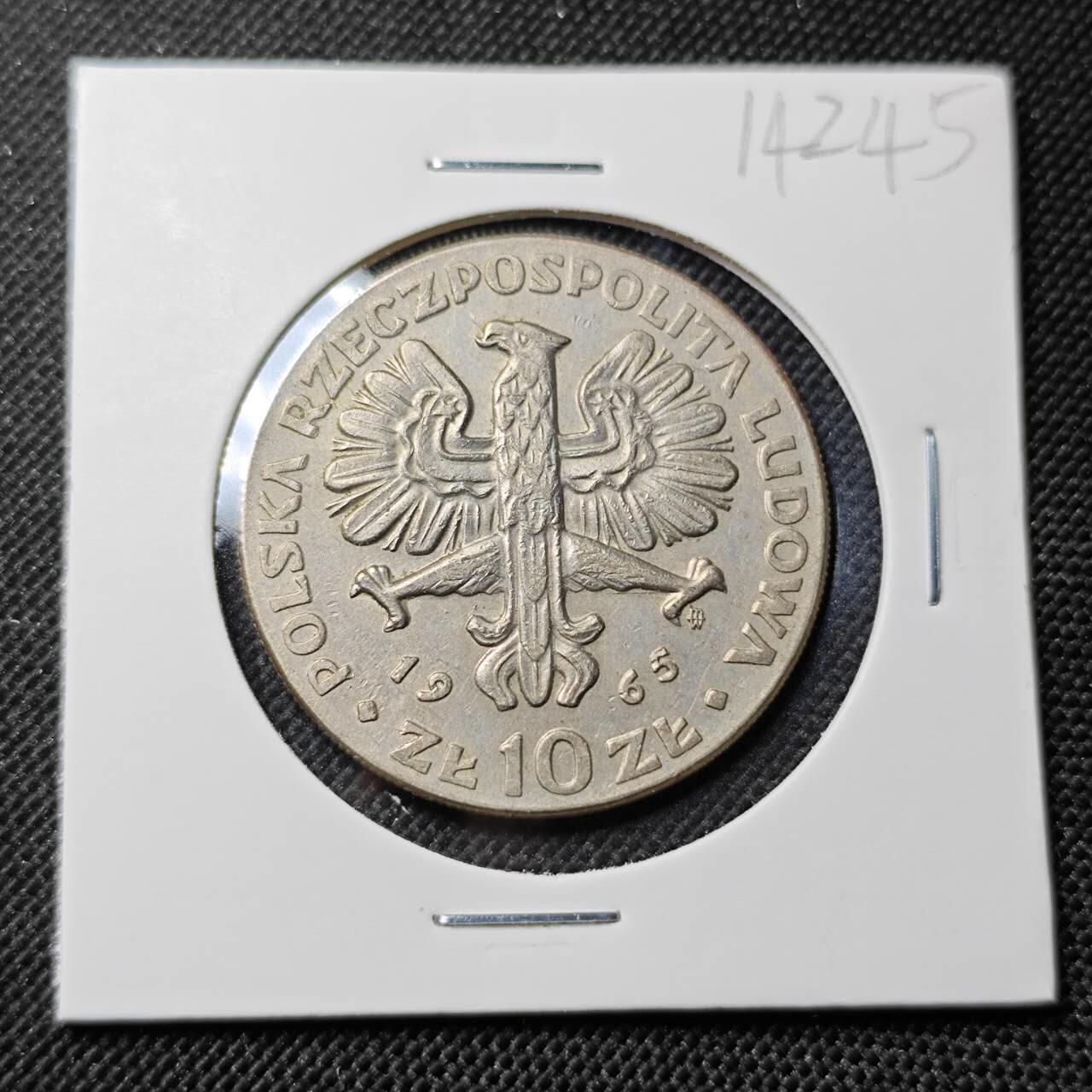 KK钱币收藏小铺  第414期 2月预留时间 周末发货 1965波兰10兹罗提 纪念币