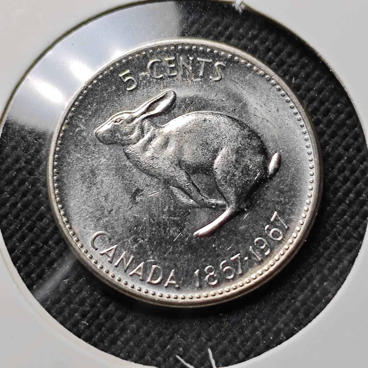 KK钱币收藏小铺  第414期 2月预留时间 周末发货 1967加拿大5分 纪念币