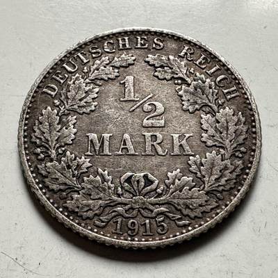 🌹外币初藏🌹🐯2026年第36场   每周二四六晚8️⃣点 接代拍 - 德意志帝国 1915年 帝国鹰 ½马克 银币 90%银-5.55g-23.0mm