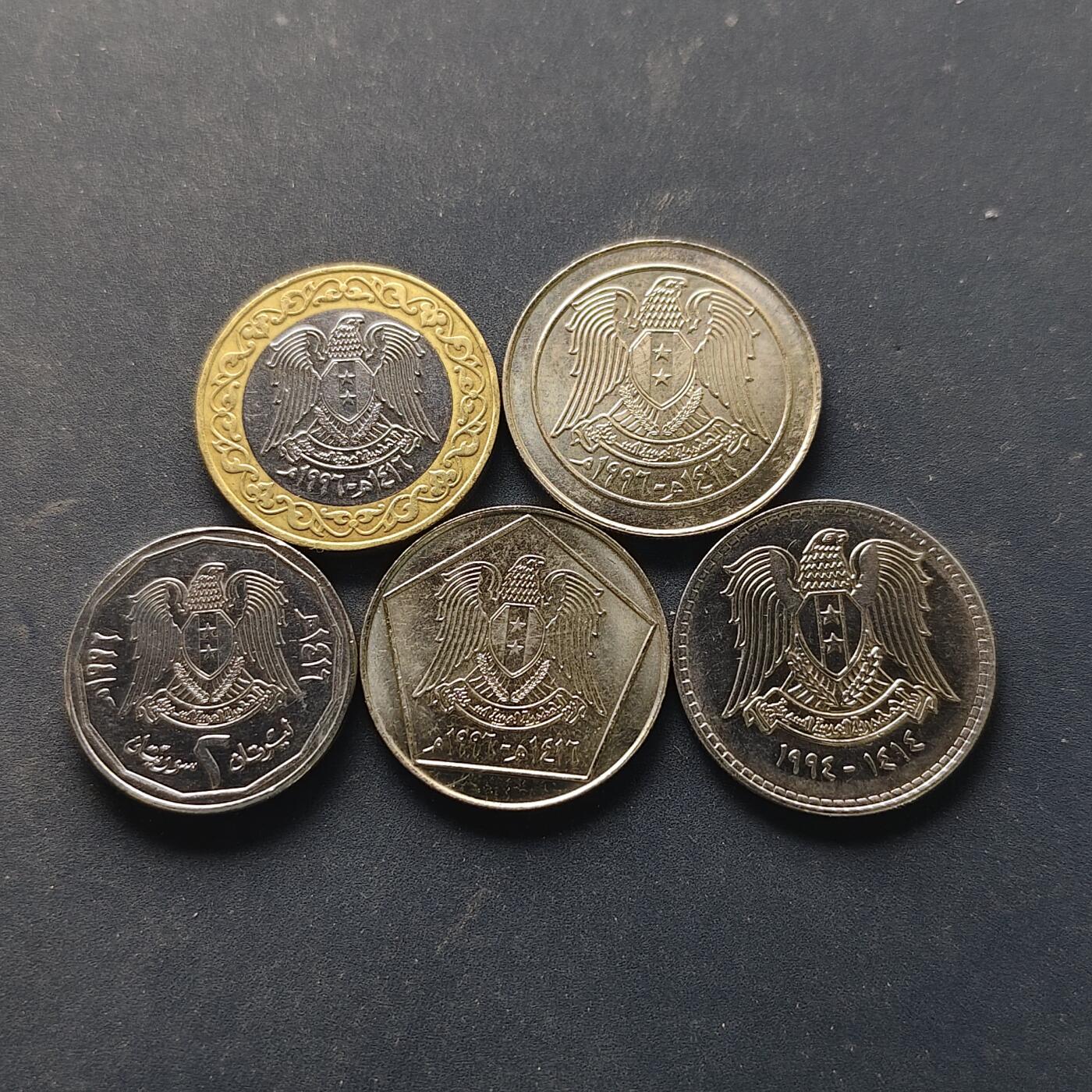 【全场包邮】纯粹捡漏拍518场 叙利亚1994-1996年建筑版5枚套币