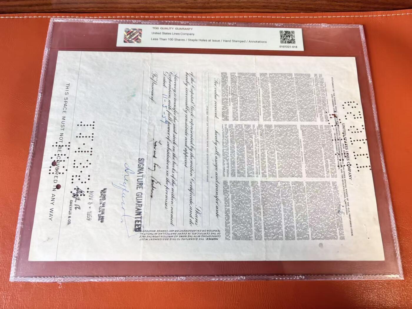 【Blue Auction】世界纸币精拍第802期——18级TOP拍卖/信誉/品质/专业/高效💫 【一组4张】美国 1954-93年 大票幅 雕版印刷股票一组 TQG64-45