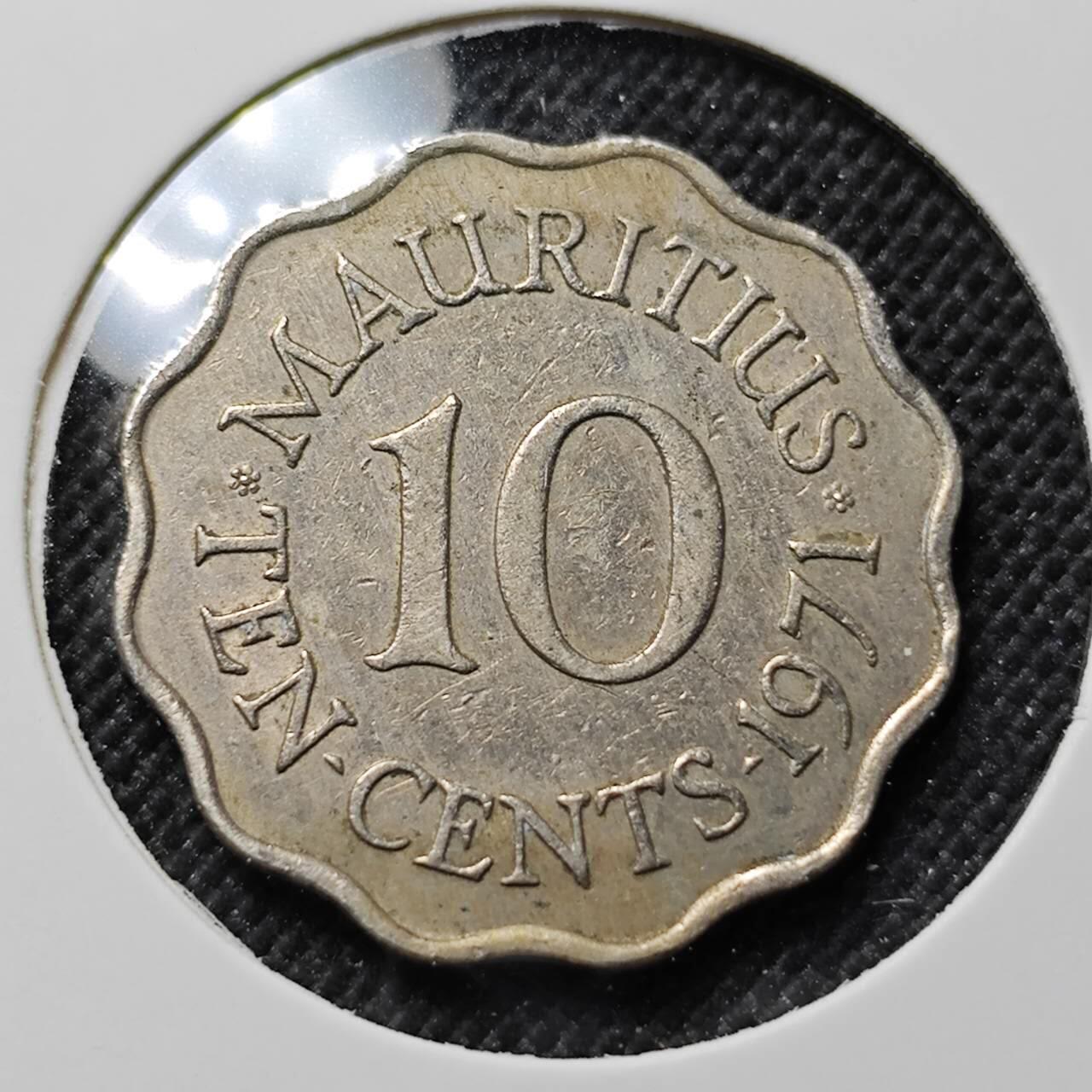 KK钱币收藏小铺  第414期 2月预留时间 周末发货  1971英属毛里求斯10分
