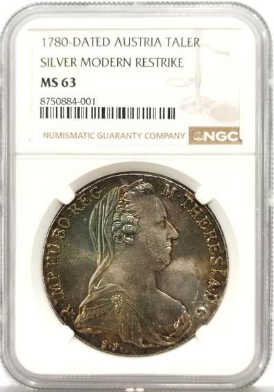 博洋堂世界钱币拍卖第167期（全场包邮） - NGC MS63 奥地利1780年特蕾莎大奶妈银币，后铸版，盈盈绿彩