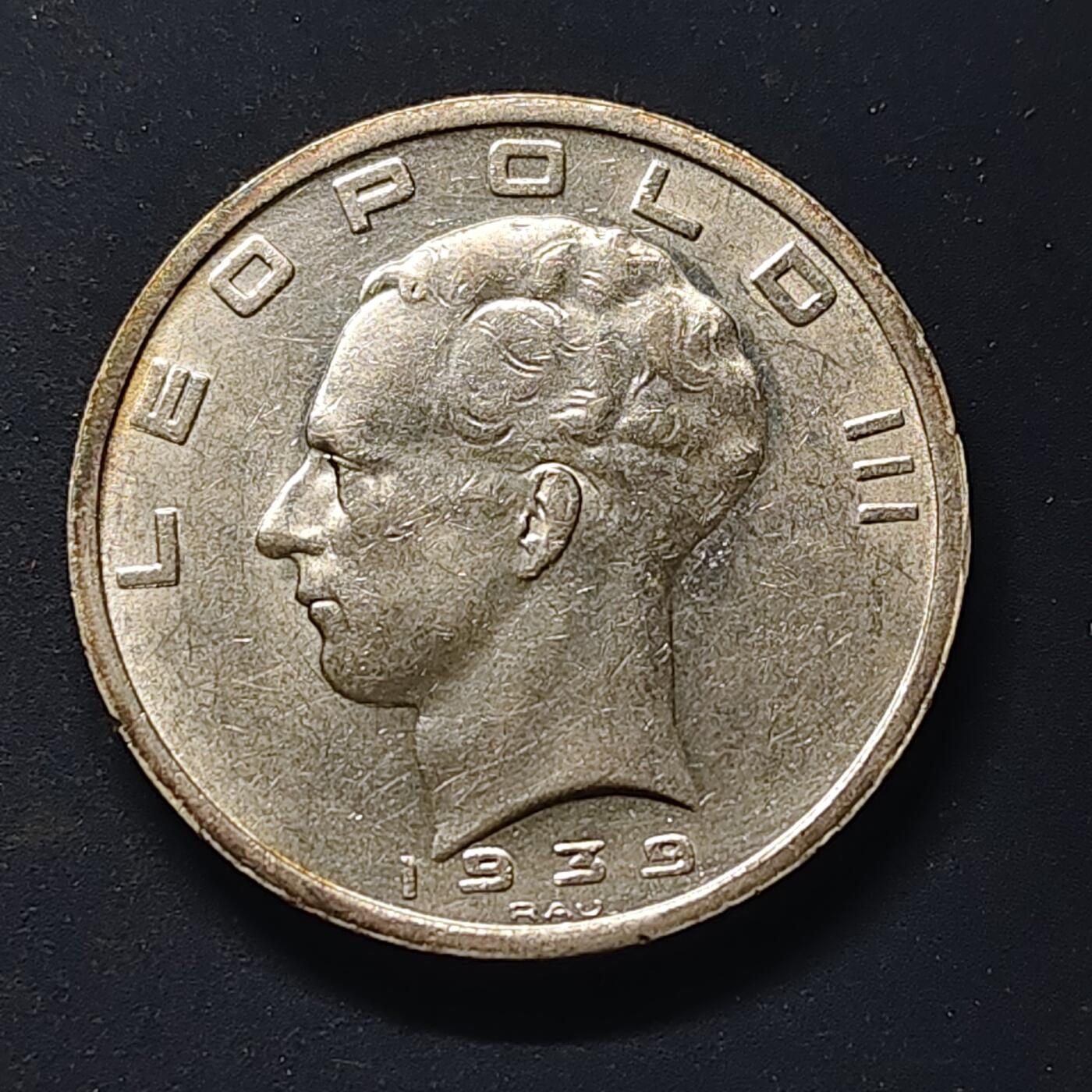 【全场包邮】纯粹捡漏拍518场 比利时1923-1939年BELGIE版5枚套币-含50法郎银币【33毫米20克83.5%】