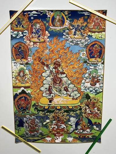 零元拍：唐卡装饰艺术复制画 （非原画）做旧工艺 名稱：作明佛母  规格：80.6✖️55 - 零元拍：唐卡装饰艺术复制画 （非原画）做旧工艺 名稱：作明佛母  规格：80.6✖️55