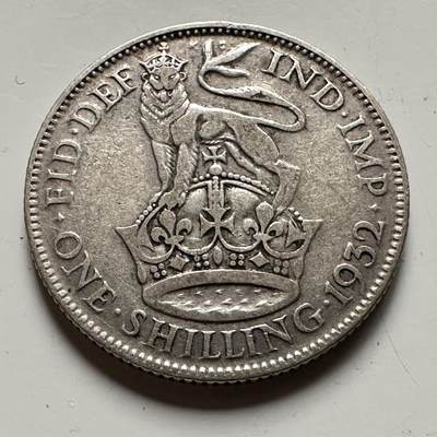 🌹外币初藏🌹🐯2026年第36场   每周二四六晚8️⃣点 接代拍 - 英国 1932年1先令银币 50%银-5.66g-23.5mm  a