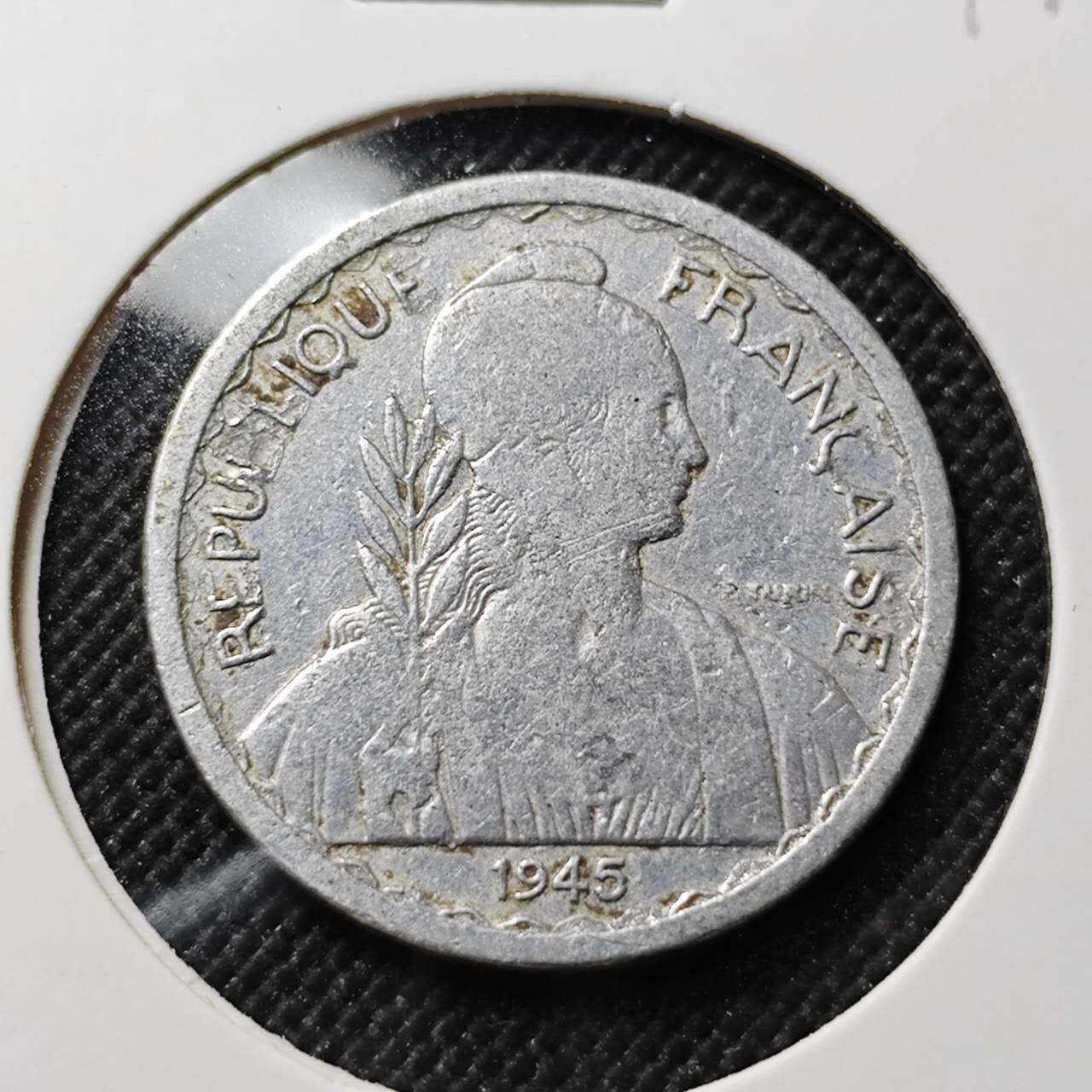 KK钱币收藏小铺  第414期 2月预留时间 周末发货 1945法属印度支那10分 