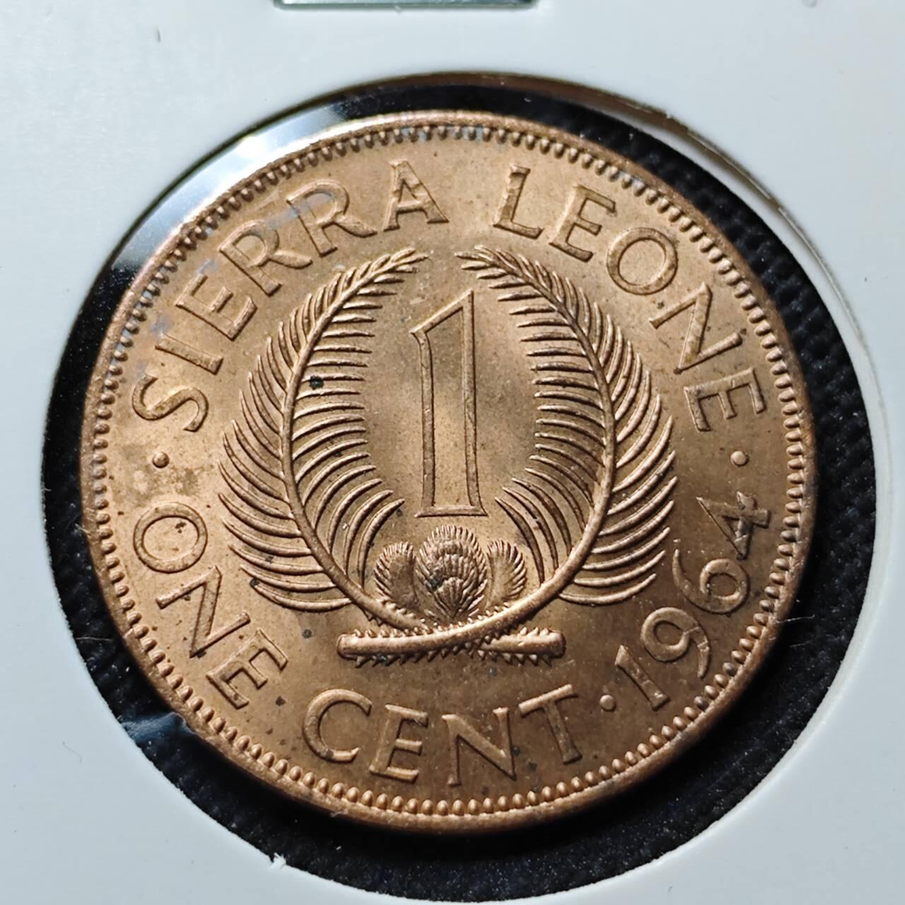 KK钱币收藏小铺  第414期 2月预留时间 周末发货 1964塞拉利昂1分好品