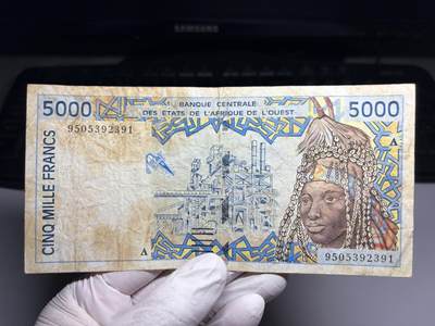 2026年集古藏今外币拍卖第三期-第10场—（总第320拍-纸币专场），本期拍完结算一次，发货时间2-3天，休息几天后继续新的一期拍卖。 - 1995年西非5000法郎