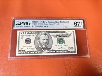 【Blue Auction】世界纸币精拍第802期——18级TOP拍卖/信誉/品质/专业/高效💫 - 【千位小号补号无47】美国 2001年50美金 PMG67EPQ 