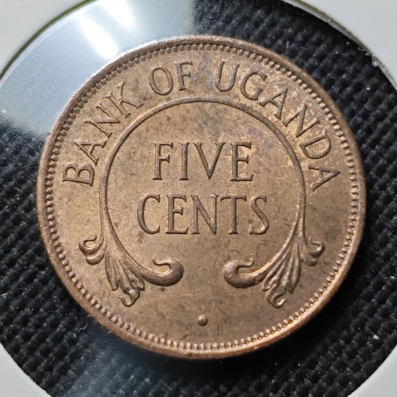 KK钱币收藏小铺  第414期 2月预留时间 周末发货  1966乌干达5分铜币