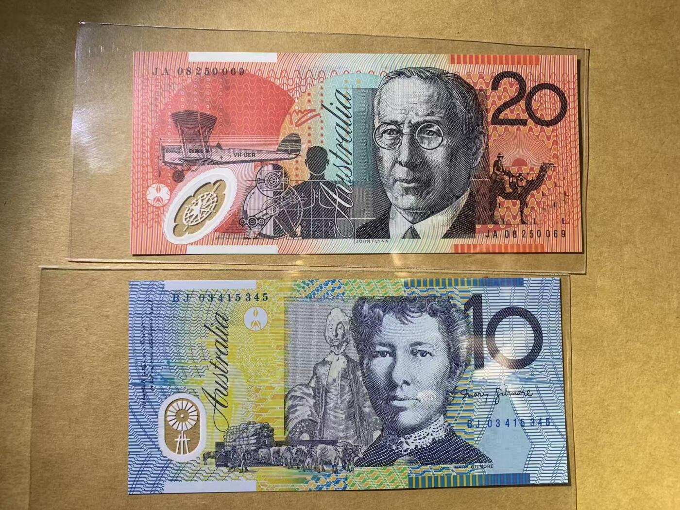 【礼羽收藏】🌏世界钱币拍卖第131期 澳大利亚2张 10元品相如图 20unc