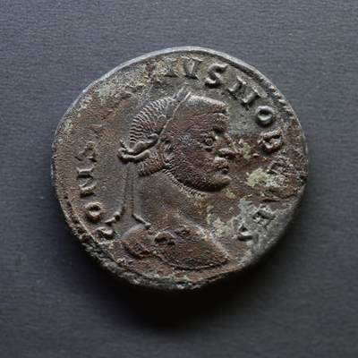 【良泉】4月16日【西方古代打制币】拍卖108件 - 【少见】【发丝清晰】公元294年【古罗马】君士坦丁大帝之父——君士坦提乌斯一世，他在做西部帝国凯撒（副帝）时期打制，洗银大富力铜币，8.71克