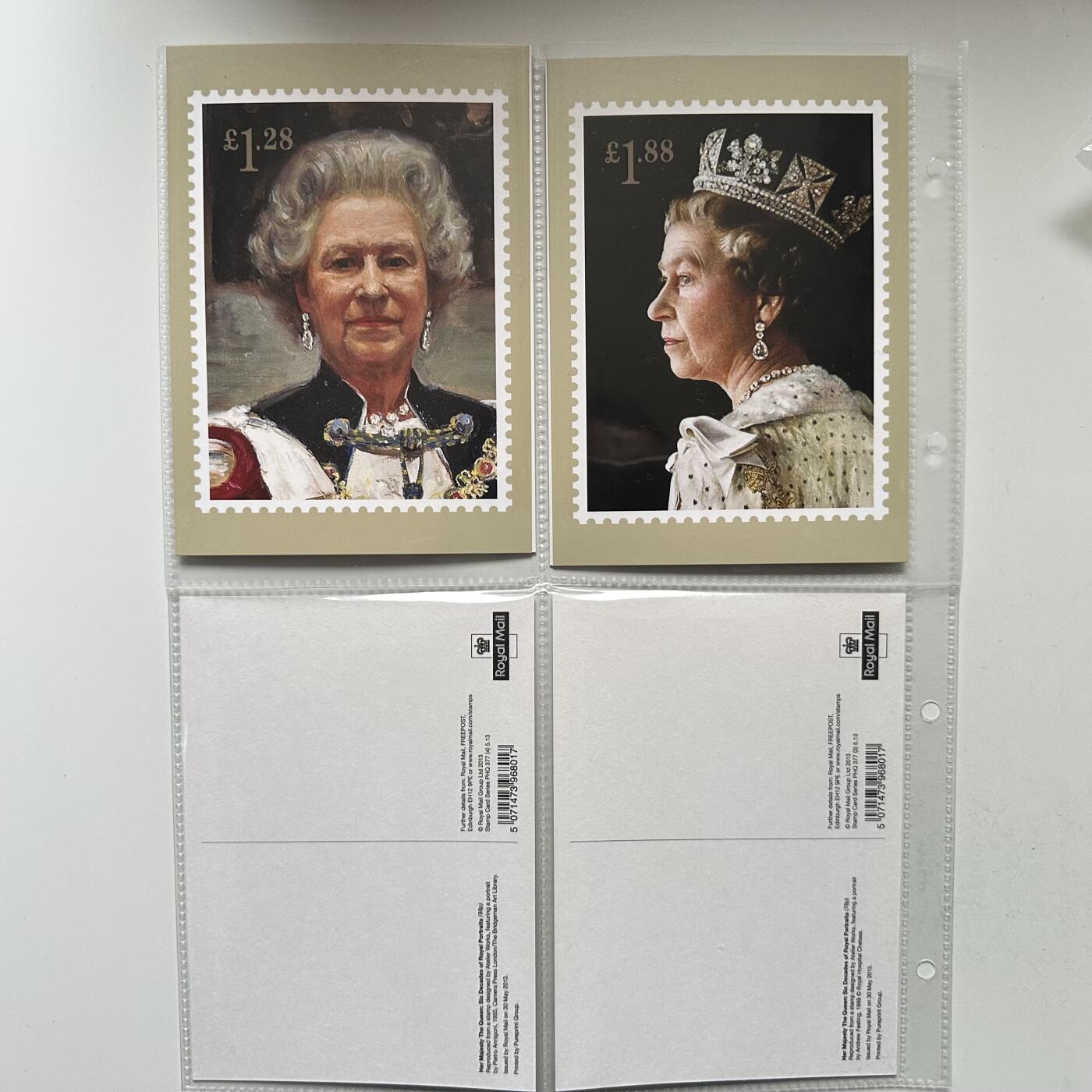 🌹外币初藏🌹🐯2026年第36场   每周二四六晚8️⃣点 接代拍 英国 2013年 伊丽莎白二世 六十年皇家肖像 6枚全套 邮票明信片 票面5.79英镑