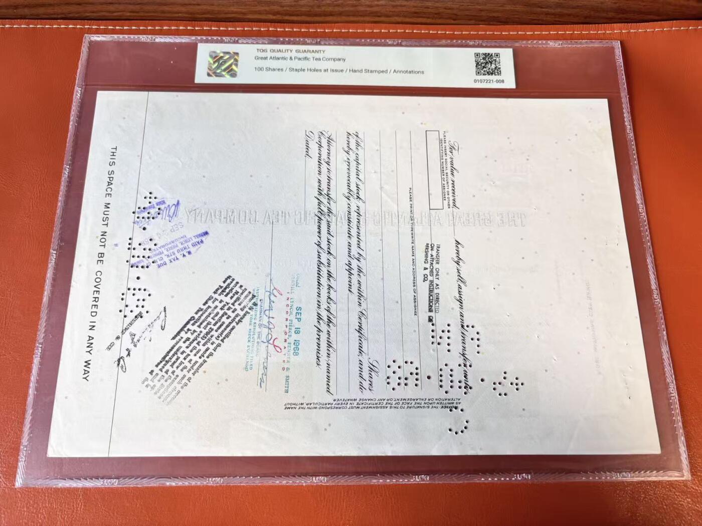 【Blue Auction】世界纸币精拍第802期——18级TOP拍卖/信誉/品质/专业/高效💫 【一组4张】美国 1967-83年 大票幅 雕版印刷股票一组 TQG58-45