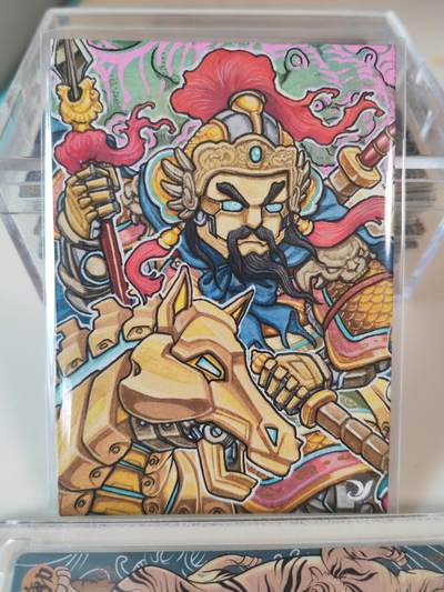 阳大大卡牌拍卖第107期（持续收拍品，周五晚上九点截拍，进群福利早知道） - 【手绘卡】王多毛水浒 双边呼延灼 绝色手绘卡1/1  超级漂亮