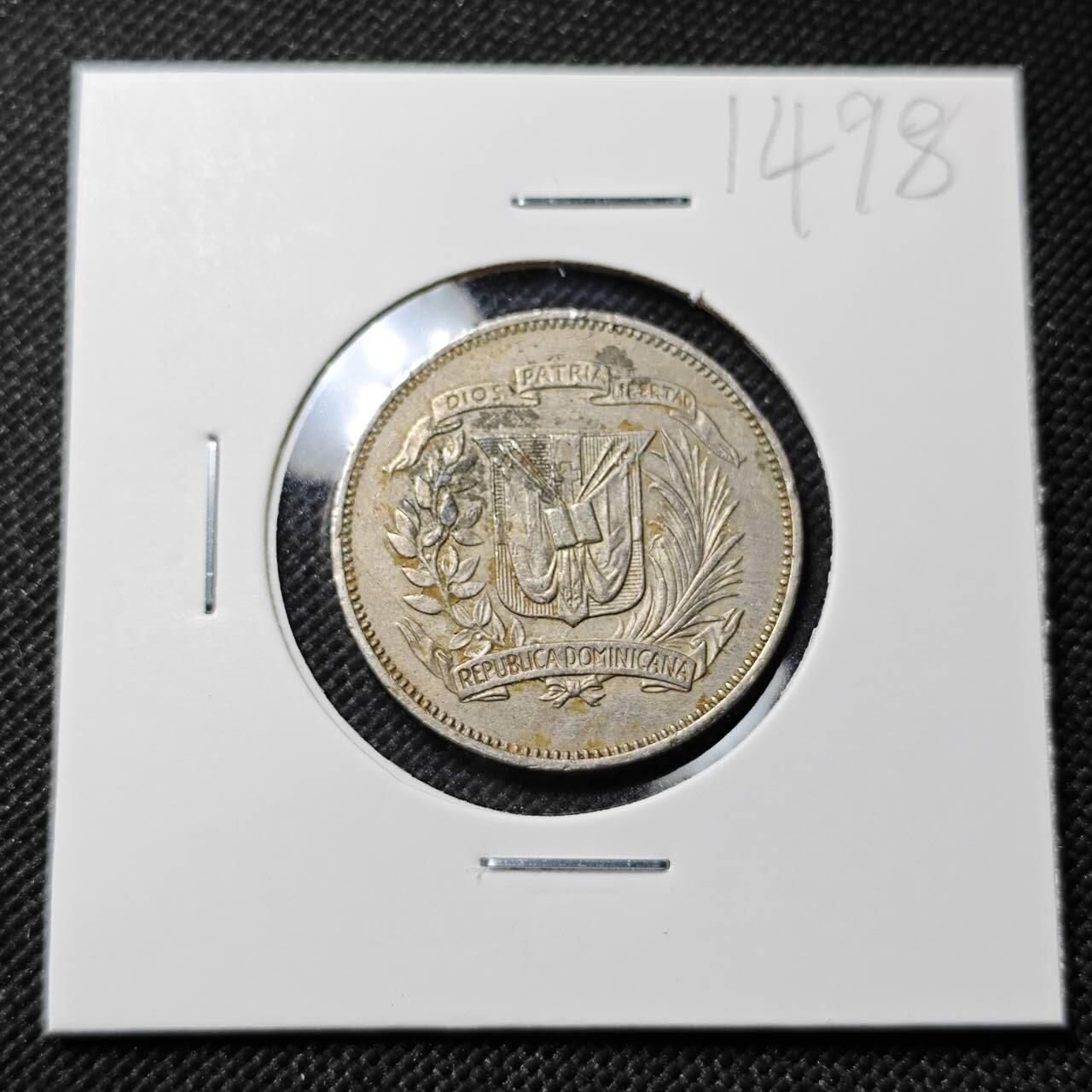 KK钱币收藏小铺  第414期 2月预留时间 周末发货 1967多米尼加25分 