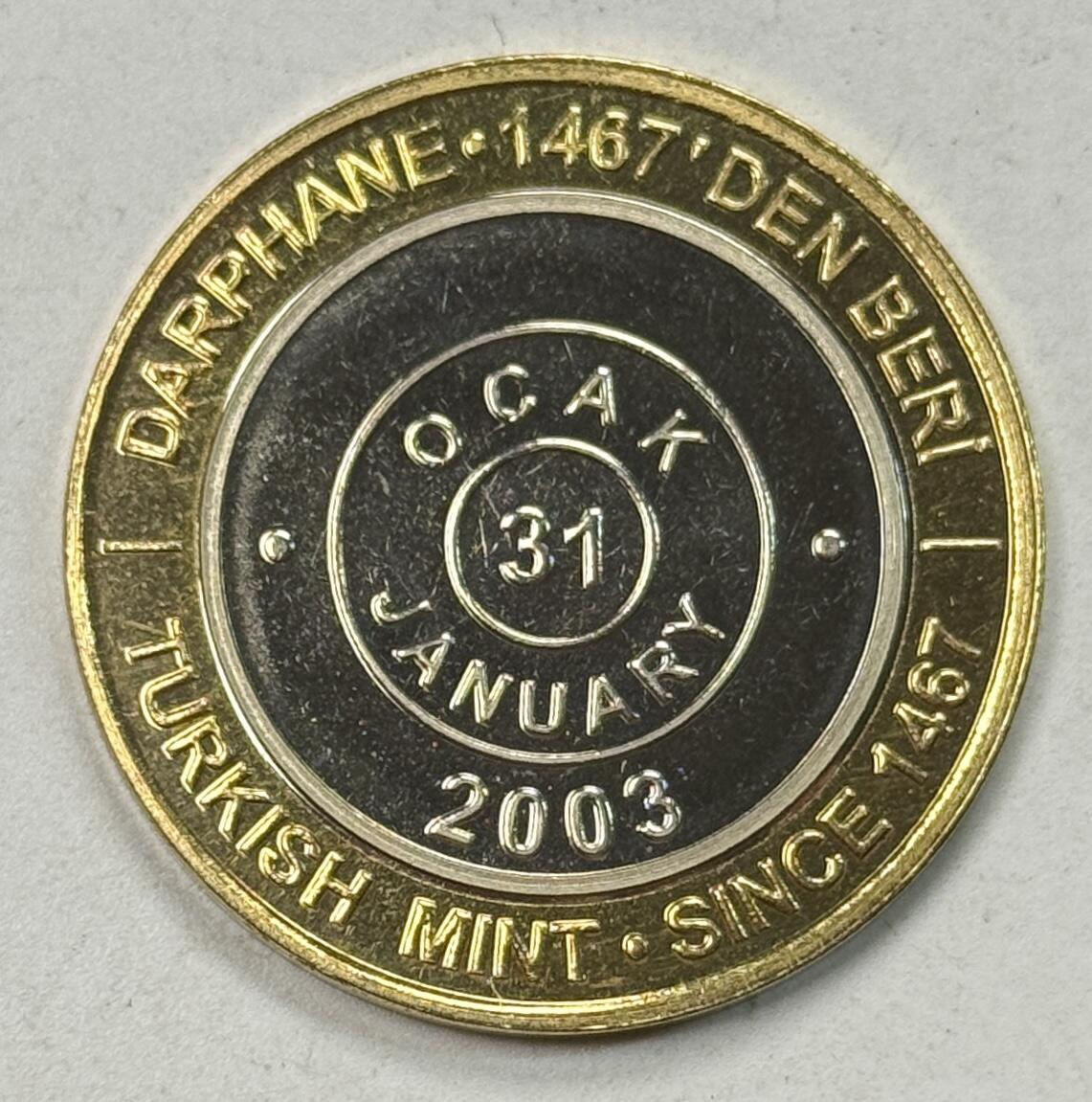 S&S Numismatic世界钱币-拍卖 第125期  土耳其2003年 伊斯坦布尔铸币厂成立535周年 1000000里拉双色纪念币 “1月31日”版