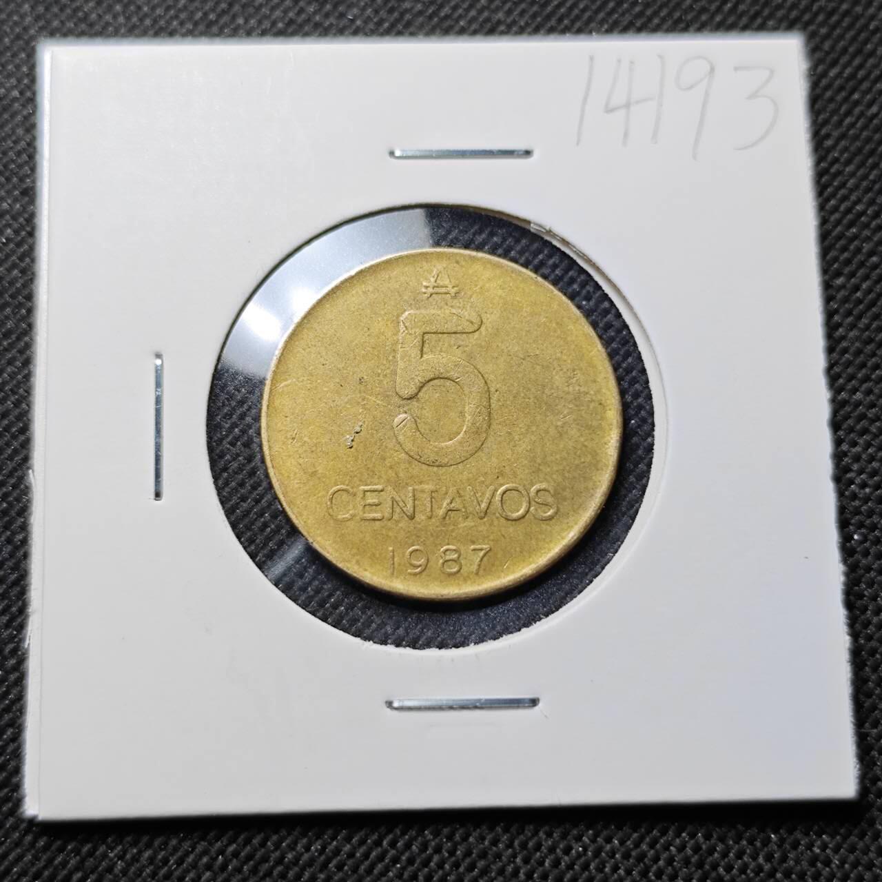 KK钱币收藏小铺  第414期 2月预留时间 周末发货 1987阿根廷5分 猫