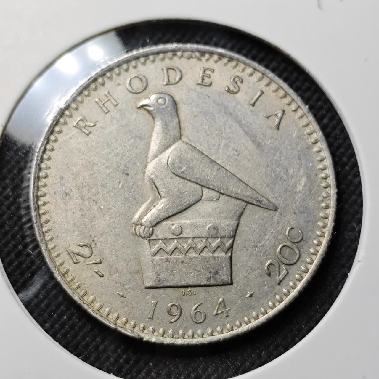 KK钱币收藏小铺  第414期 2月预留时间 周末发货 1964英属罗德西亚20分