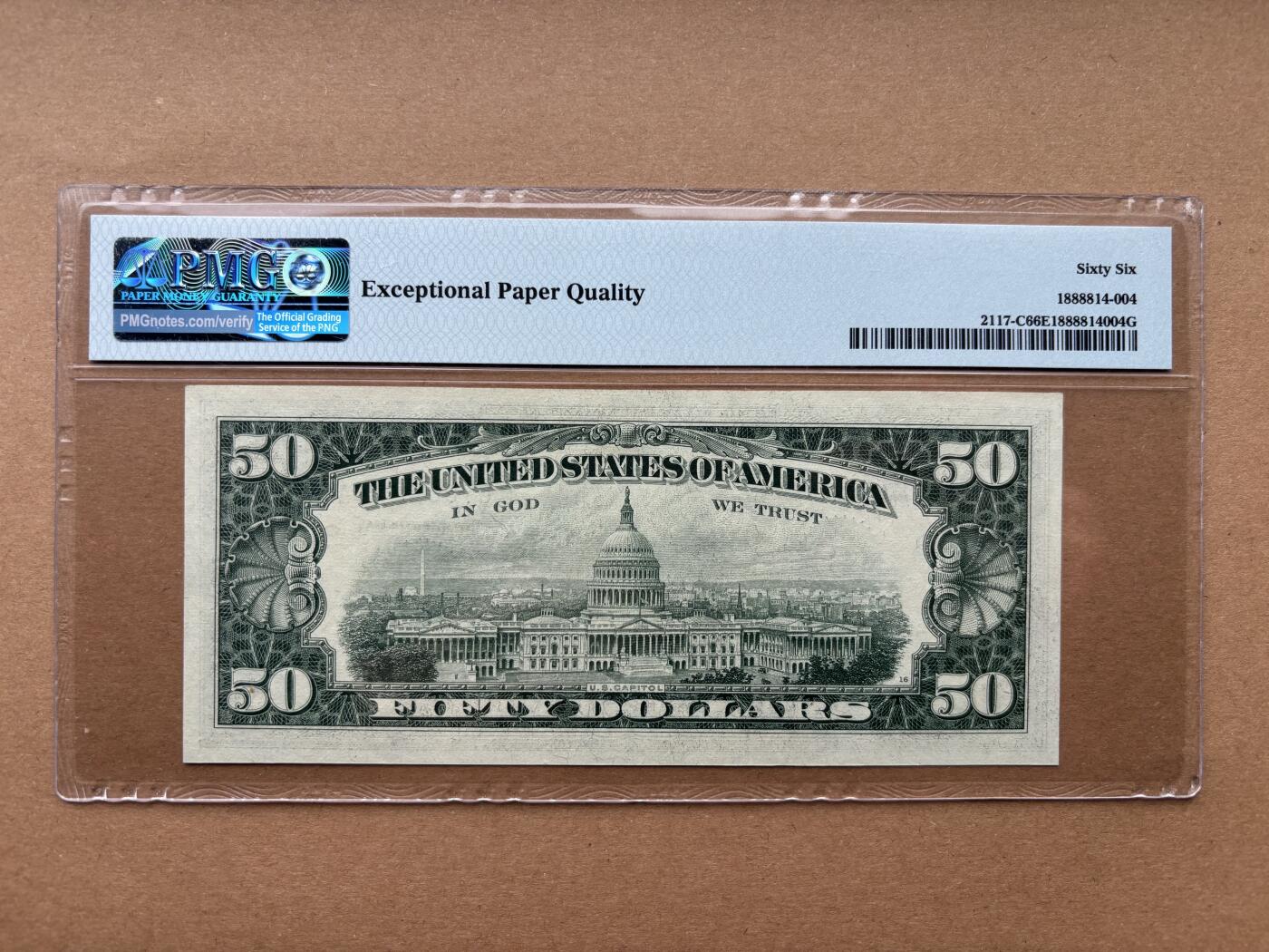 【礼羽收藏】🌏世界钱币拍卖第131期 1969C版 50美 高分 PMG66E 号码无4