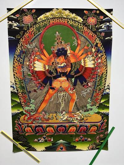 零元拍：唐卡装饰艺术复制画 （非原画）做旧工艺 名稱：大威德金刚 规格：83✖️59 - 零元拍：唐卡装饰艺术复制画 （非原画）做旧工艺 名稱：大威德金刚 规格：83✖️59