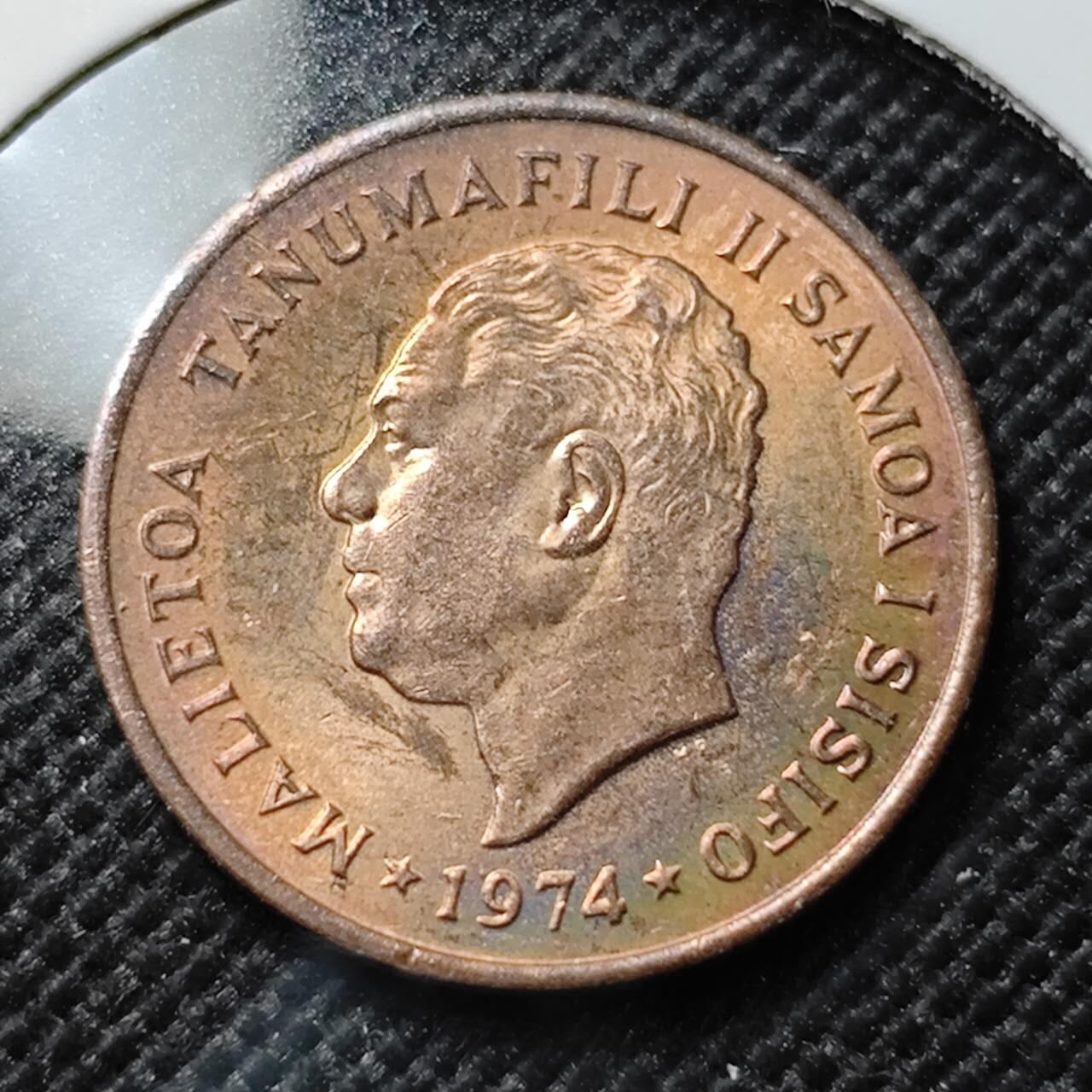 KK钱币收藏小铺  第414期 2月预留时间 周末发货 1974 萨摩亚1分铜币 好品