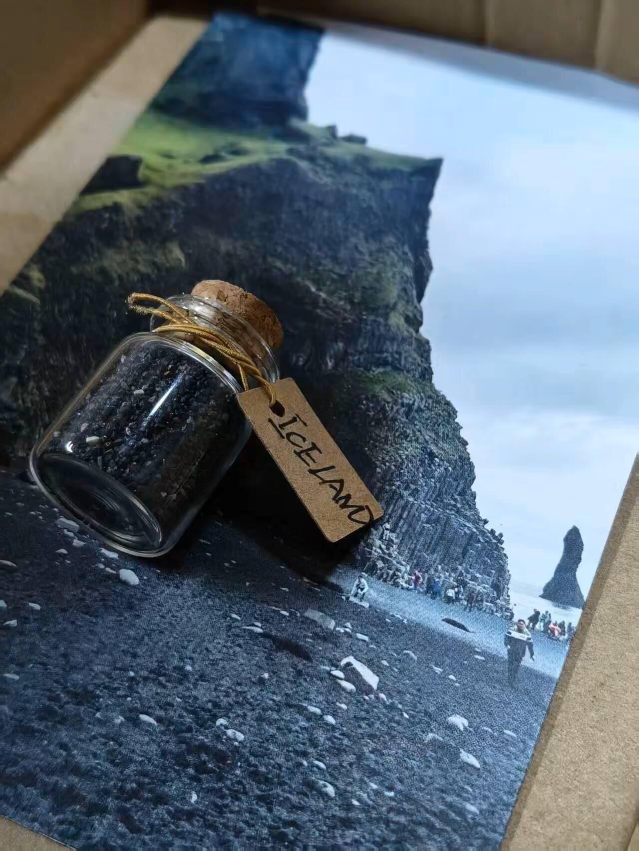 冰岛黑沙滩沙子，一套丨沙子+明信片