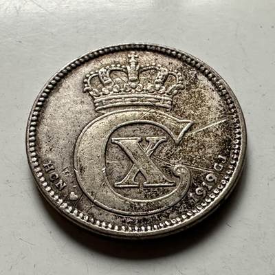 🌹外币初藏🌹🐯2026年第36场   每周二四六晚8️⃣点 接代拍 - 丹麦1919年克里斯蒂安十世25欧尔银币