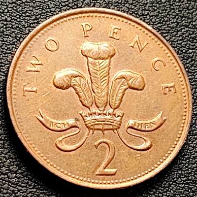 泉币菌-第218场-拍品多 请提前出价 - 英国2000年 2便士 威尔士亲王徽章 女王 高冠 钢镀铜币 25.9mm