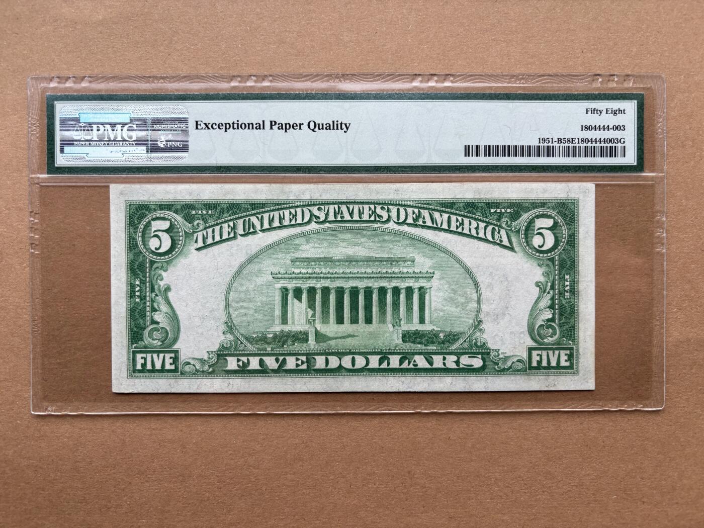 【礼羽收藏】🌏世界钱币拍卖第131期 1928A版 5美 数字分区号码 老壳 PMG58E