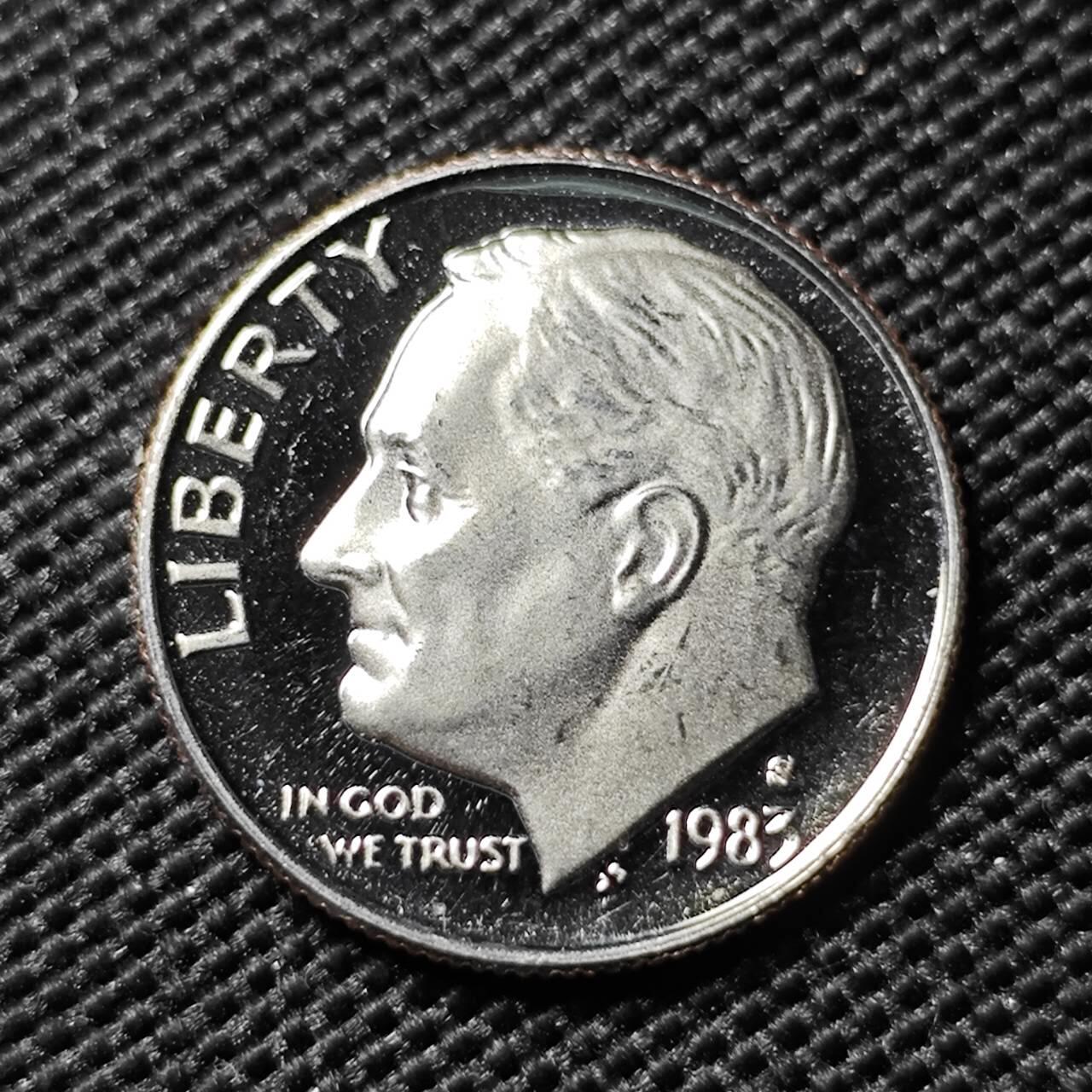 KK钱币收藏小铺  第414期 2月预留时间 周末发货 1983美国10分 精制币