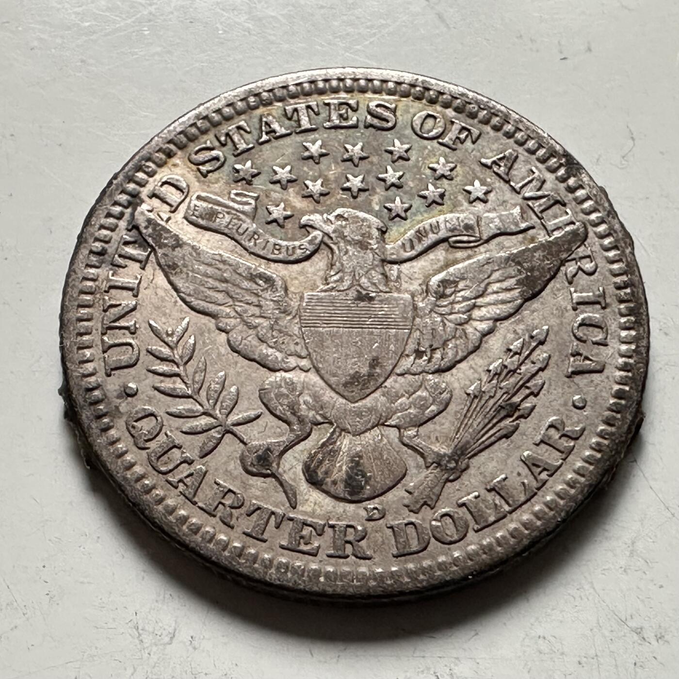 🌹外币初藏🌹🐯2026年第36场   每周二四六晚8️⃣点 接代拍 美国 1914年 巴伯 25分银币 90%银-6.25g-24.3mm 边有焊