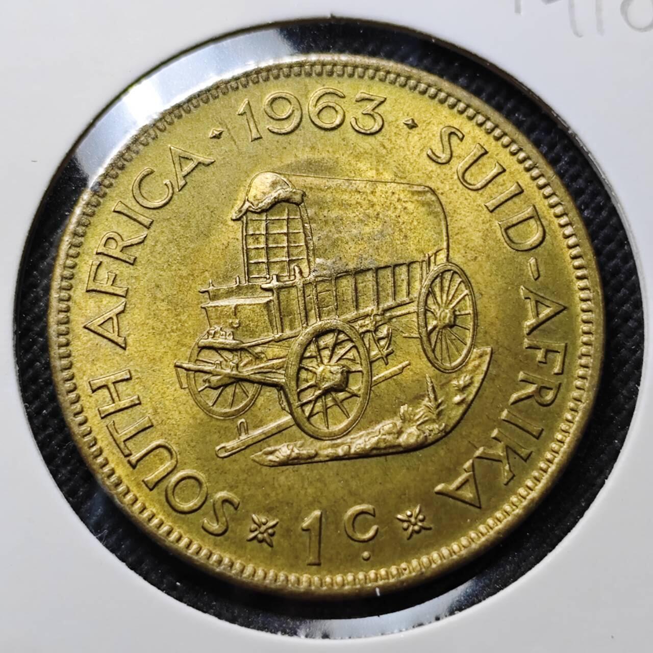 KK钱币收藏小铺  第414期 2月预留时间 周末发货 1963 南非1便士 好品铜币