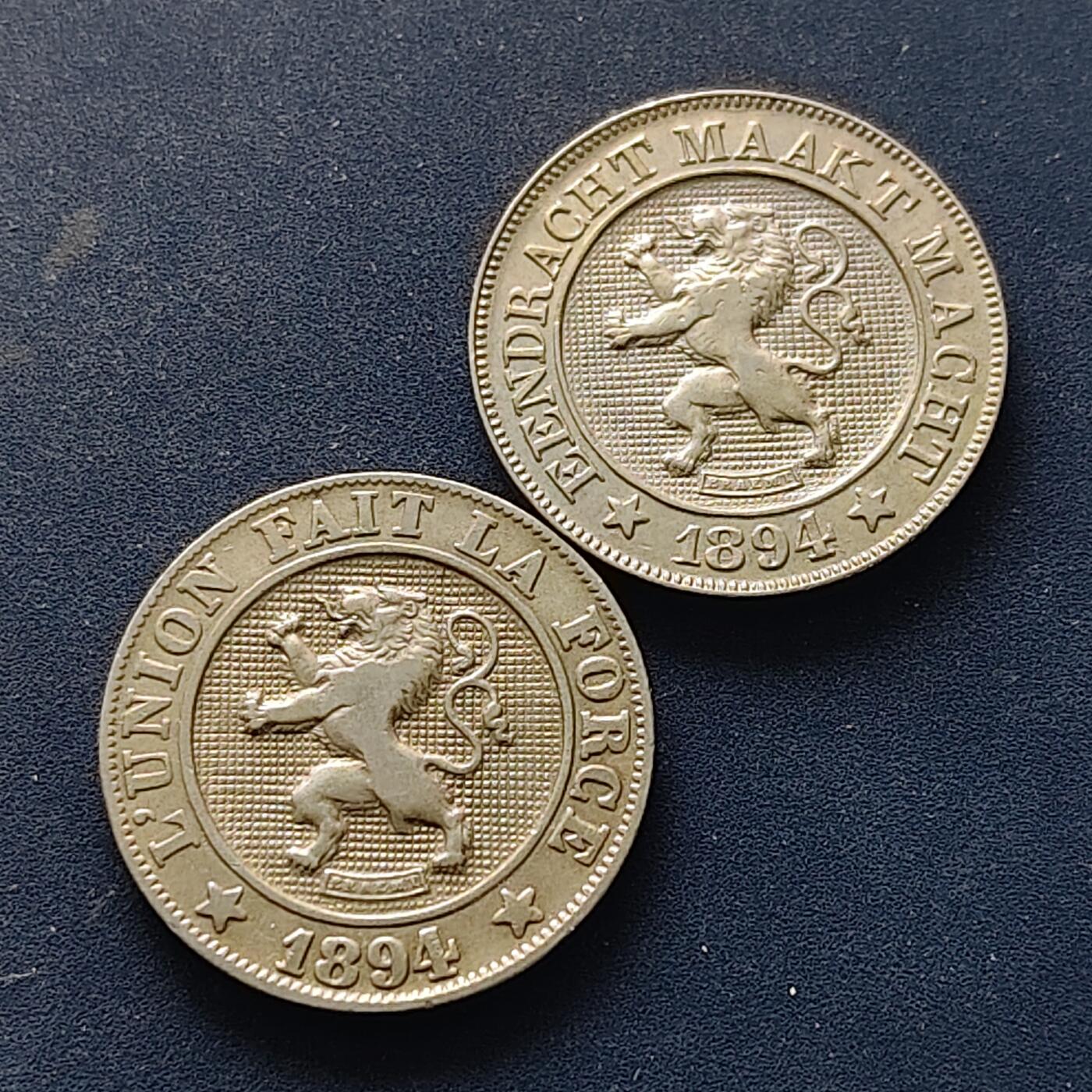 【全场包邮】纯粹捡漏拍518场 比利时1894年利奥波德二世10分2版本2枚一组