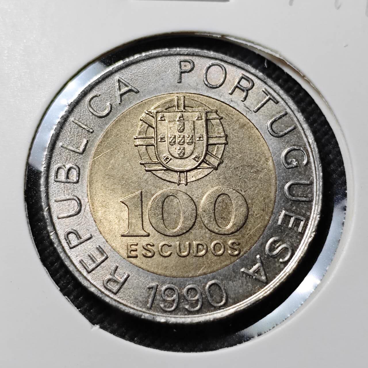 KK钱币收藏小铺  第414期 2月预留时间 周末发货 1999葡萄牙100埃斯库多好品双色币