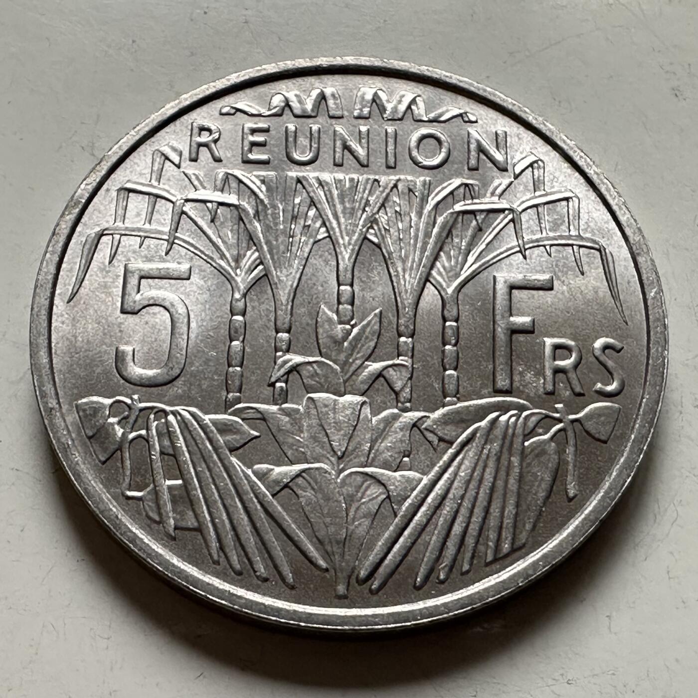 🌹外币初藏🌹🐯2026年第36场   每周二四六晚8️⃣点 接代拍 法属留尼汪 1955年 5法郎 铝币