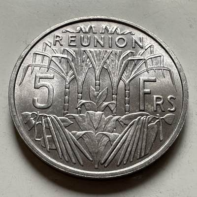 🌹外币初藏🌹🐯2026年第36场   每周二四六晚8️⃣点 接代拍 - 法属留尼汪 1955年 5法郎 铝币