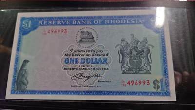 世界钱币～微拍第242期暨2026年第23期  老库存每款各1-2张清仓低价起拍 - 1979年罗德西亚1元 全新绝品