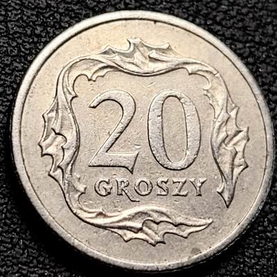 泉币菌-第219场-拍品多 请提前出价 - 1990年 皇冠鹰 波兰20格罗申铜镍币 18.5毫米 3.22克