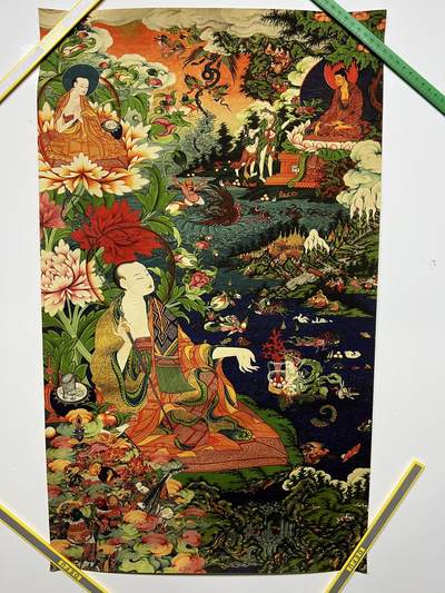 零元拍：唐卡装饰艺术复制画 （非原画）做旧工艺 名稱：米拉日巴尊者 规格：51✖️71  - 零元拍：唐卡装饰艺术复制画 （非原画）做旧工艺 名稱：米拉日巴尊者 规格：51✖️71 