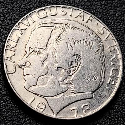 泉币菌-第219场-拍品多 请提前出价 - 瑞典1972年1克朗铜镍币，卡尔十六世 古斯塔夫，25mm