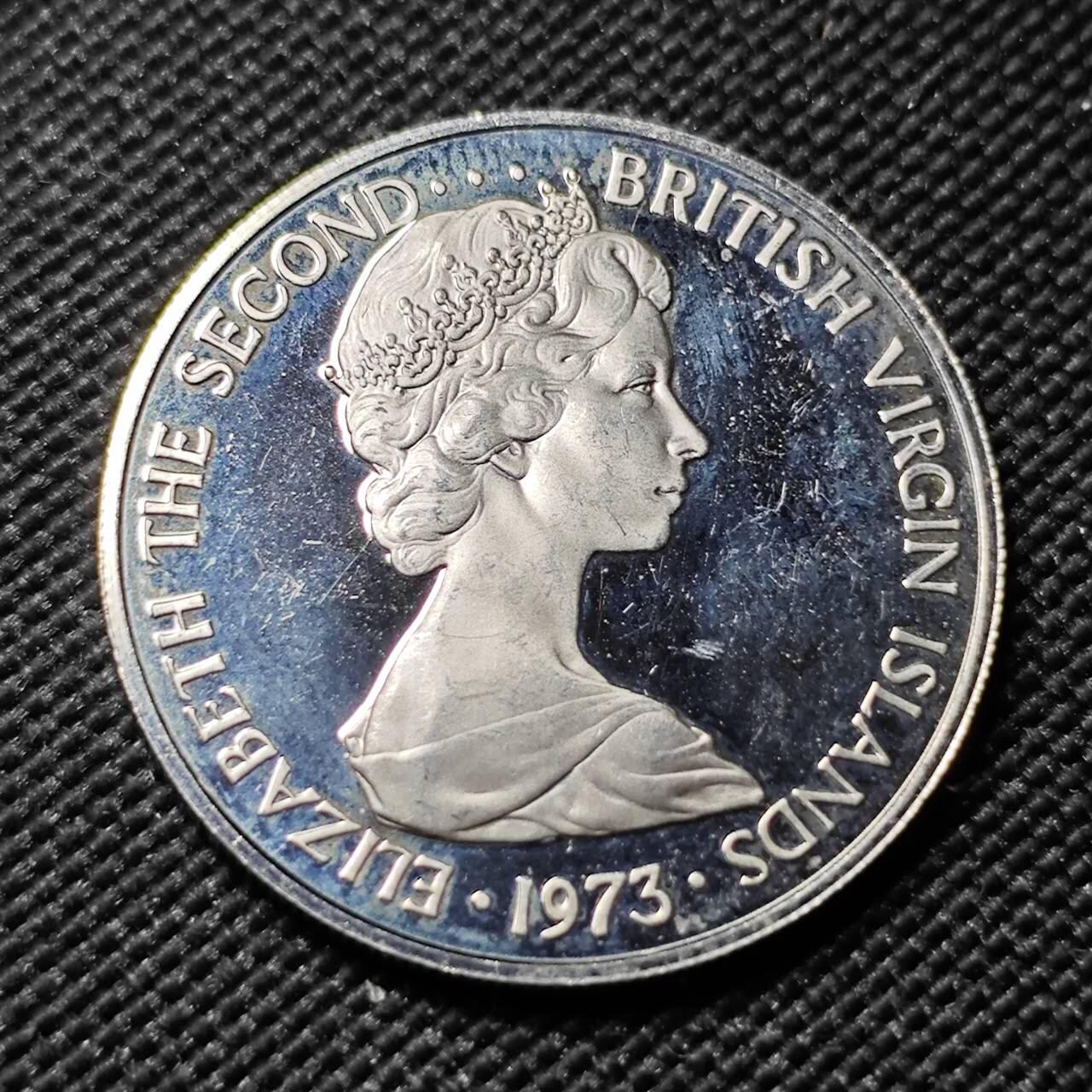 KK钱币收藏小铺  第414期 2月预留时间 周末发货 1973维尔京群岛25分 精制币