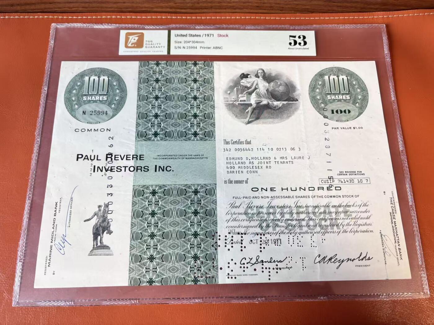 【Blue Auction】世界纸币精拍第802期——18级TOP拍卖/信誉/品质/专业/高效💫 【一组4张】美国 1967-83年 大票幅 雕版印刷股票一组 TQG58-45